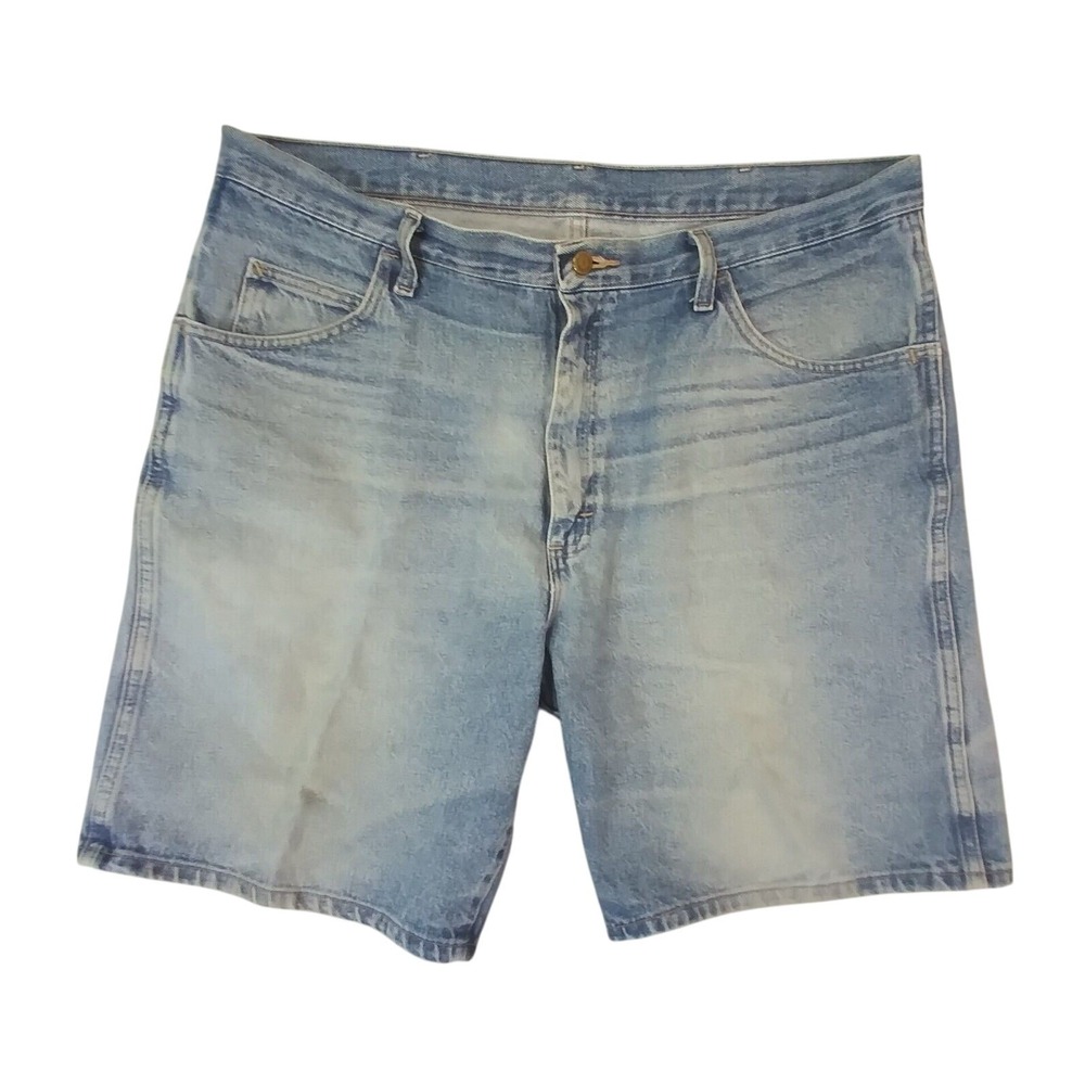 Wrangler shorts men's‎ 38x 9 blue denim cotton light wash